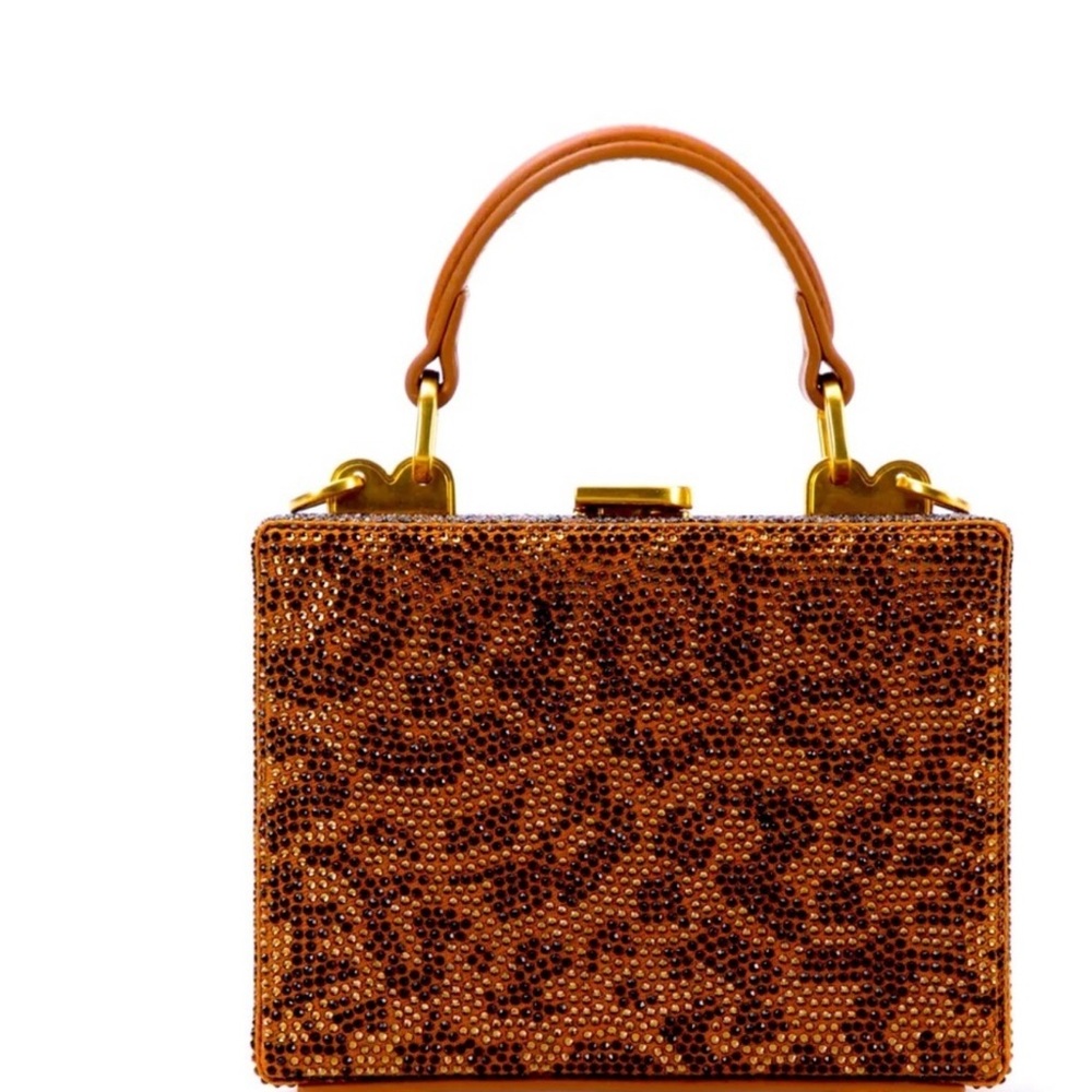 Brandon Blackwood Beaded Animal Print Clutch